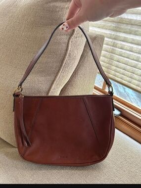 Fossil Chestnut Brown Leather Shoulder Bag